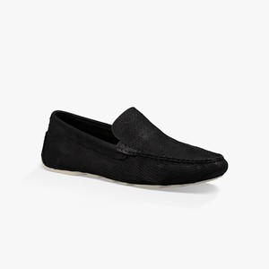 Ugg Henrick Stripe Perf Driver Men Moccasins Black (1495MUBPW)